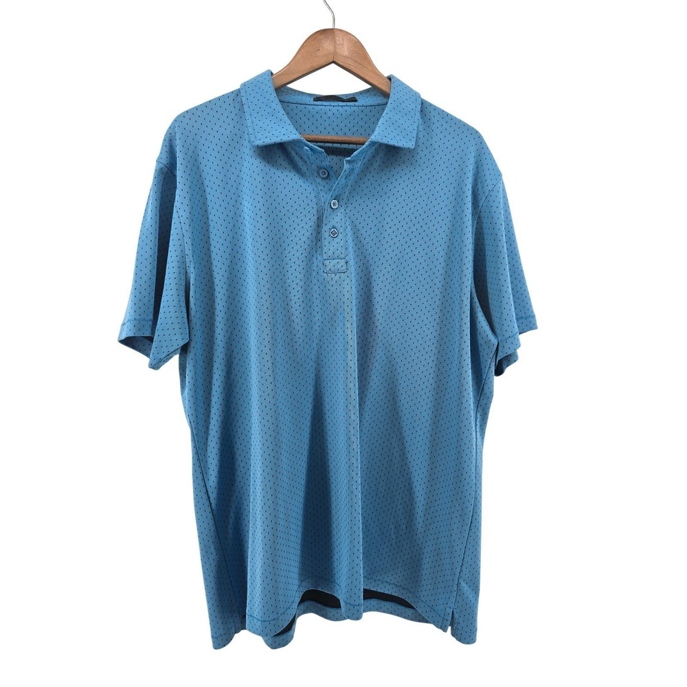 G/FORE Polo Shirt Mens XL Blue Micro Dot Performance Short Sleeve Golf Top‎